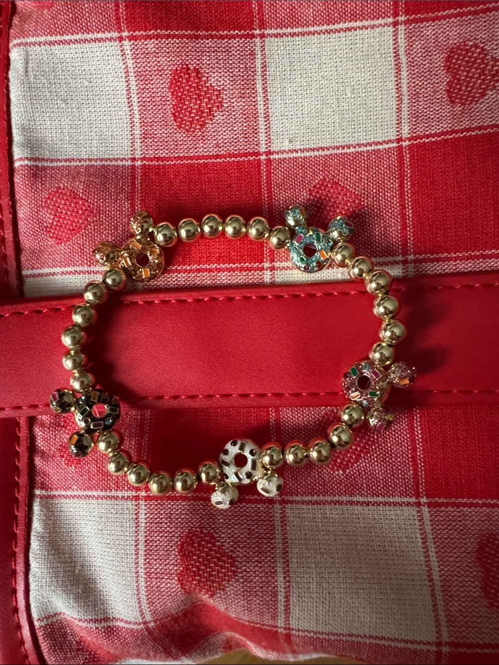 Baublebar Mickey Mouse Donut Charms Gold Beaded Bracelet